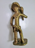 Vintage Bronze Brass Handmade African Figurine Statue MAN CLUB RATTLE GOURD DRUMSTICK
