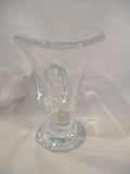 Signed Studio GLASS CHAMBERED NAUTILUS SEASHELL Vase Vessel CLEAR