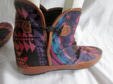 ALDO AZTEC LEATHER Tapestry ANKLE BOOT WESTERN SHOE BROWN 6 Ethnic Slouch