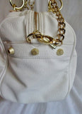OLIVIA + JOY ZIP Vegan Faux Leather TOTE satchel shoulder bag duffle WHITE briefcase