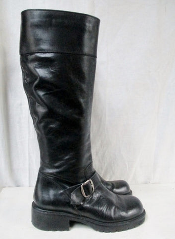 Womens J. CREW Leather HARNESS Moto Rocker BOOTS Shoes BLACK 6 Riding