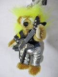 NEW PRADA CHARM BEAR KEYRING Keychain ROCKER GUITAR SILVER Fur