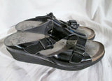 Womens MEPHISTO AIR-RELAX Patent Leather Sandals 36 / 5.5 BUCKLE Clogs Shoes Slip-On