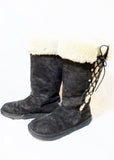 Womens UGG AUSTRALIA 5163 UPSIDE Suede Winter BOOT Shearling BLACK 10