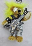 NEW PRADA CHARM BEAR KEYRING Keychain ROCKER GUITAR SILVER Fur