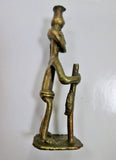 Vintage Bronze Brass Handmade African Figurine Statue MAN VASE Jug Walking Stick Cane