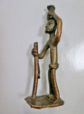 Vintage Bronze Brass Handmade African Figurine Statue MAN VASE Jug Walking Stick Cane