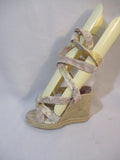 NEW MISSONI WEDGE HEEL Sandal Ankle Wrap Espadrille  SPAIN 37 SILVER GOLD