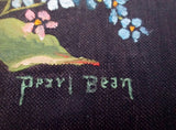 Vintage 1960s PEARL BEAN PAINTING ART FLOWER YELLOW ROSE Friendship BLACK