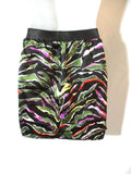 BALENCIAGA Mini Skirt 40 GREEN BLACK TIGER STRIPE RED WHITE WOMENS
