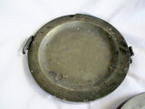 ANTIQUE Set  1790s 1800s CARPENTER HAMBERGER Pewter Round Warming Plate