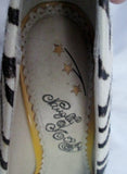 Womens NAUGHTY MONKEY High Heel Shoes PUMPS 9 ZEBRA FUR BLACK WHITE YELLOW Leather