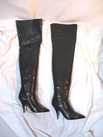 NEW CELINE PARIS Leather Thigh High Boot ITALY 37 BLACK Womens