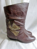 Womens ENICO Italy Vegan Western Cowboy Buckaroo Rocker BOOTS BROWN 7 Slouch