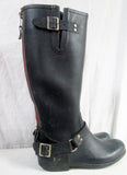 Womens STEVE MADDEN TSUNAMI Zipper Steampunk Rain Boots Wellies BLACK 10
