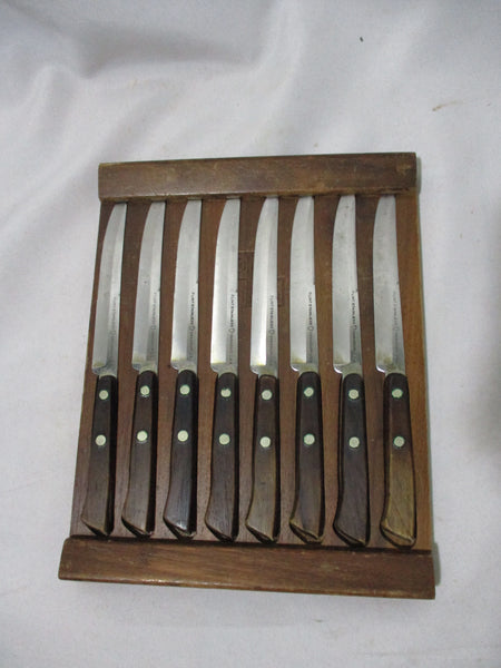 Flint Stainless Vanadium Knife Set & holder Set of 5 Vintage knives Made in  USA on eBid United States