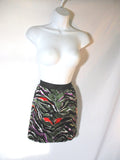 BALENCIAGA Mini Skirt 40 GREEN BLACK TIGER STRIPE RED WHITE WOMENS