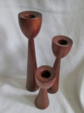 Set 3 ROSARIO WOODTURNING Teak Wood Candelabra Candle Holder Candlestick BROWN Puerto Rico