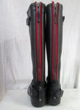 Womens STEVE MADDEN TSUNAMI Zipper Steampunk Rain Boots Wellies BLACK 10