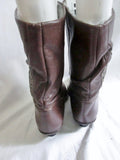 Womens ENICO Italy Vegan Western Cowboy Buckaroo Rocker BOOTS BROWN 7 Slouch