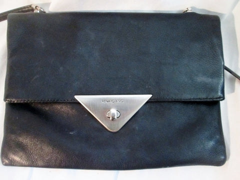 RENATO ANGI FIRENZE Italy BOUTIQUE leather envelope bag flap purse BLACK