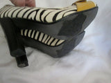 Womens NAUGHTY MONKEY High Heel Shoes PUMPS 9 ZEBRA FUR BLACK WHITE YELLOW Leather
