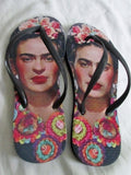 NEW Womens FRIDA KAHLO FLIP FLOPS Shower Water Sandals Thong S 6-7 Beach Pool