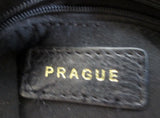 PRAGUE Cowhide Leather Shoulder Bag Tote Handbag Satchel Bowler BLACK M