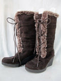 Womens AMERICAN EAGLE OUTFITTERS Sherpa Mukluk Vegan BOOTS 6.5 BROWN