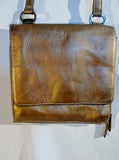 TIGNANELLO Leather Shoulder Bag Stitch Purse Swingpack Wallet GOLD Metallic M