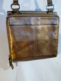 TIGNANELLO Leather Shoulder Bag Stitch Purse Swingpack Wallet GOLD Metallic M