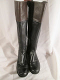 NINE WEST Knee High CROMIE LEATHER RIDING BOOT BLACK 10 BROWN Moto Biker