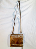 TIGNANELLO Leather Shoulder Bag Stitch Purse Swingpack Wallet GOLD Metallic M
