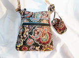 VERA BRADLEY FAN KENSINGTON Quilted Crossbody Hobo Bag Satchel BROWN PAISLEY