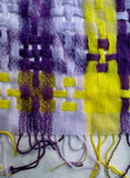 82" Woven Fabric NECK SCARF Shawl Wrap PURPLE YELLOW Hipster Boho Indie