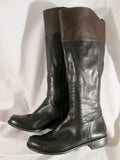 NINE WEST Knee High CROMIE LEATHER RIDING BOOT BLACK 10 BROWN Moto Biker