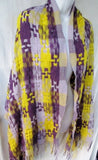 82" Woven Fabric NECK SCARF Shawl Wrap PURPLE YELLOW Hipster Boho Indie