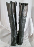 NINE WEST Knee High CROMIE LEATHER RIDING BOOT BLACK 10 BROWN Moto Biker