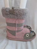 Kids Girls EMU AUSTRALIA LITTLE CREATURES KITTY Suede BOOT Shoe PINK 2 GRAY Winter