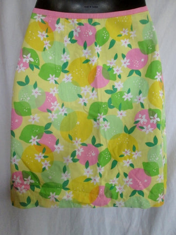 Womens LILLY PULITZER Cotton Mini SKIRT YELLOW LIME GREEN 4 Floral Preppie