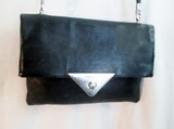 RENATO ANGI FIRENZE Italy BOUTIQUE leather envelope bag flap purse BLACK