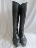 Womens FRENCH FOLLIES Knee High Leather Moto Riding Boot Rocker BLACK 8.5 Shoe