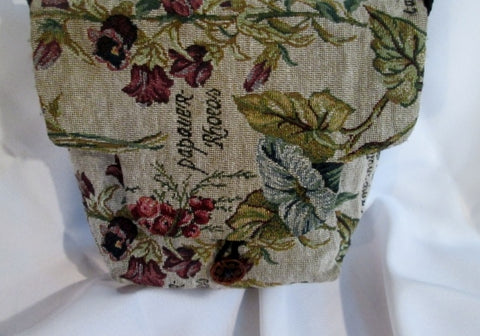Vegan Ethnic FLORAL TAPESTRY Shoulder Bag Crossbody Asia Button GREEN LEAF FLOWER
