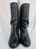 Womens STEVE MADDEN NOTORIUS Leather Moto Riding Boot Shoe BLACK 7