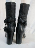 Womens STEVE MADDEN NOTORIUS Leather Moto Riding Boot Shoe BLACK 7