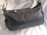 PERLINA NEW YORK Leather Shoulder Bag Handbag Satchel BLACK Hobo Braided Strap