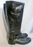Womens ENZO ANGIOLINI SAUL LEATHER Moto RIDING BOOT BLACK 8.5 Harness Buckle