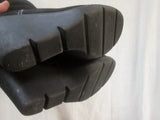 Womens LASSEN Suede Wedge Heel Boot Shoe Knee High Stitch BLACK 8