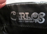 Womens CARLOS SANTANA CASSIE Vegan Faux LEATHER Punk BOOTS BLACK 8.5 Chain Strap