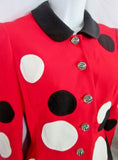 Womens MOSCHINO Cheap & Chic ITALY Jacket Suit 8 RED POLKA DOT WHITE BLACK